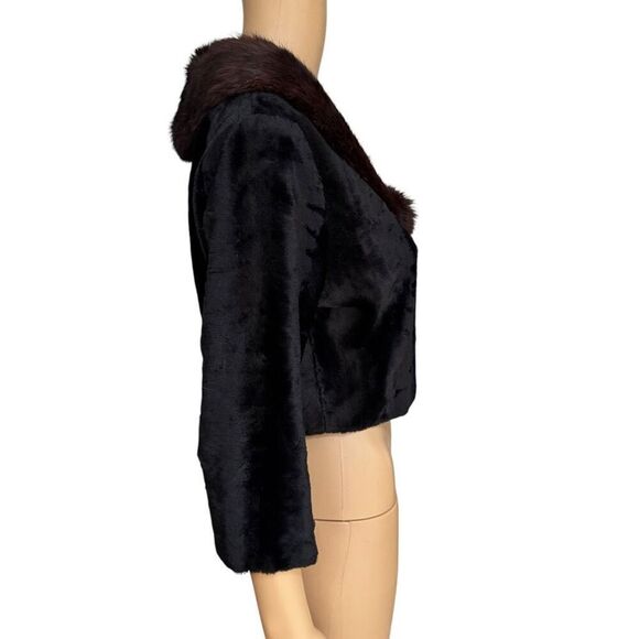 A Winter Product Vintage 1950’s faux lamb fabric with real rabbit fur collar M - Picture 3 of 6